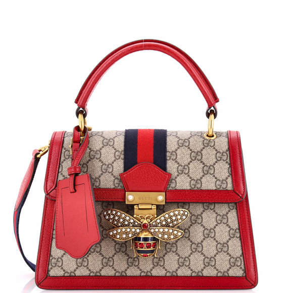 Gucci Handbags - Gucci Small Queen Margaret Top Handle Bag GG Coated Canvas with Leather